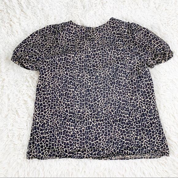 J. CREW Black & Tan Leopard Print Keyhole Back Top size Small - Picture 4 of 8